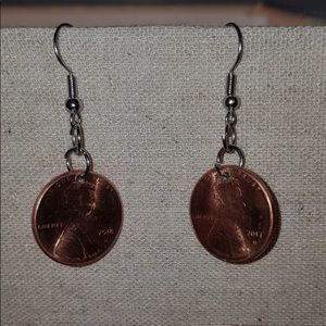 Homemade penny earrings